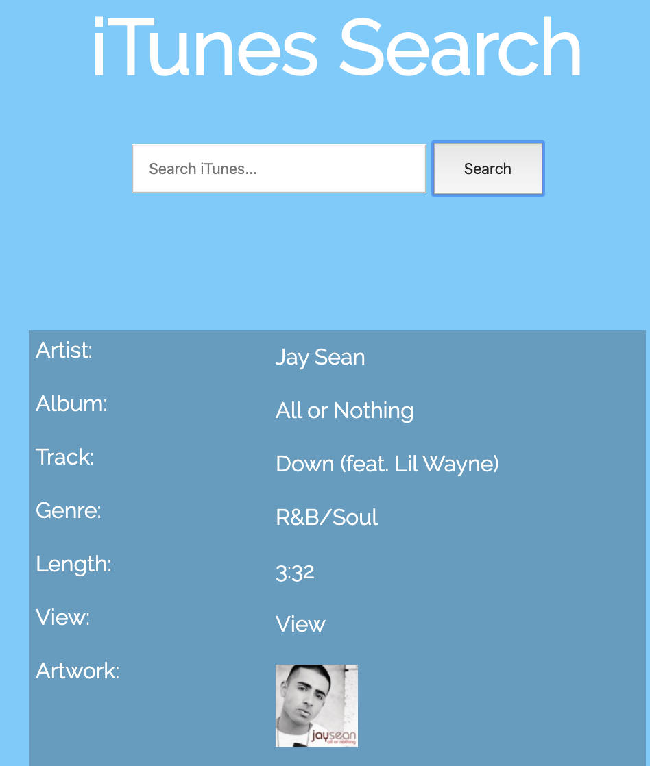 Project 2 Image - iTunes Search API